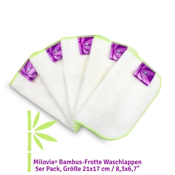 Milovia Miloboo Bambus-Frotte Waschlappen 5er Pack